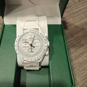 Omega White Chronograph Watch